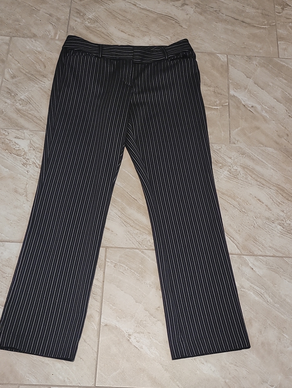 New York & Company Black Pinstripe Straight Leg Dress Pants